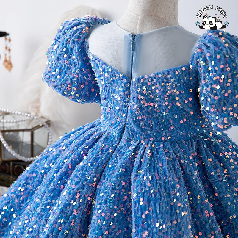 LEZONKIDS - custom kids clothing children Pageant Wedding birthday Party dress sequined Princess Long Ball Gown flower girls' dresses